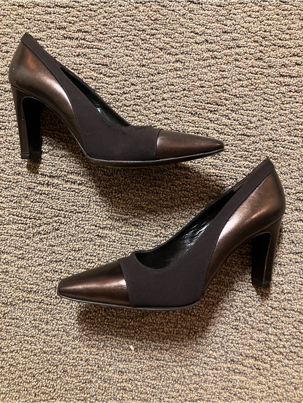 Paloma Wool Metallic Bronze and Black Pointed Toe Pumps